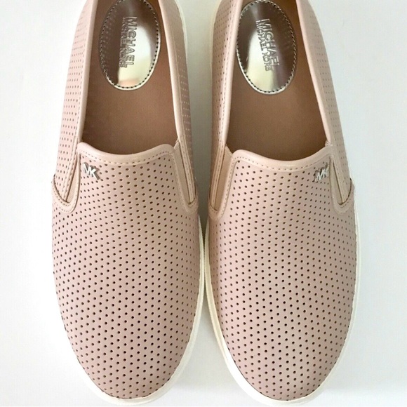 Michael Kors Shoes - MICHAEL KORS Leather Slip On Perforated Slip On Shell Pink Silver  Shoes Size 8